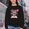 Read Your Heart Out Valentines Day Reading Book Kids Teacher Youth Crewneck Sweatshirt
