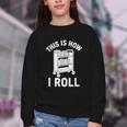 Reader Librarian Library This Is How I Roll Book Cart Meme Youth Crewneck Sweatshirt