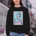 The Reader Retro Reading Skeleton Books Flowers Tarot Card Youth Crewneck Sweatshirt