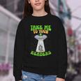 Take Me To Your Readers Alien Book Reading Bookaholic Youth Crewneck Sweatshirt