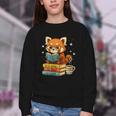 Reading Book Lover Red Panda Read Books Be Kind Stays Weird Youth Crewneck Sweatshirt