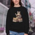 Reading Cat Book Lover Youth Crewneck Sweatshirt