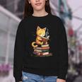 Reading Cat Books Cute Youth Crewneck Sweatshirt