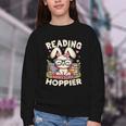 Reading Makes You Hoppier Bunny Book Fans Toddler Kid Youth Crewneck Sweatshirt Reading Makes You Hoppier Bunny Book Fans Toddler Kid Youth Crewneck Sweatshirt