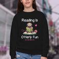 Reading Is Otterly Fun Sea Otter Book Loving Librarian Youth Crewneck Sweatshirt