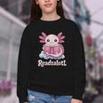 Readsalotl Axolotl Reading Cute Book Lover Bookworm Youth Crewneck Sweatshirt