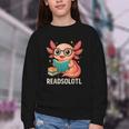 Readsolotl Kawaii Axolotl Reading Book Lover Youth Crewneck Sweatshirt Readsolotl Kawaii Axolotl Reading Book Lover Youth Crewneck Sweatshirt