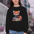 Red Panda Books Lover Reading Bookworm Youth Crewneck Sweatshirt