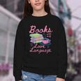 Retro Books Are My Love Language Valentine Book Lovers Youth Crewneck Sweatshirt Retro Books Are My Love Language Valentine Book Lovers Youth Crewneck Sweatshirt