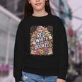 Retro Floral Red & Booked Library Reading 4th Of July Youth Crewneck Sweatshirt