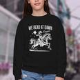 Retro We Read At Dawn Cowgirl Western Librarian Book Lover Youth Crewneck Sweatshirt