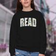 Retro Read Floral Reading Bookworm Librarian Book Lover Youth Crewneck Sweatshirt