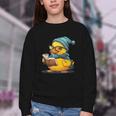 Rubber Duck Reading Book Rubber Duckie Reader Coffee Lover Youth Crewneck Sweatshirt Rubber Duck Reading Book Rubber Duckie Reader Coffee Lover Youth Crewneck Sweatshirt