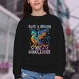 Save A Dragon Ride A Wingleader Books Dragon Lover Cute Youth Crewneck Sweatshirt