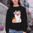 Teacher Pig Cute Farm Animal Book Lover School Student For Men Women Kids Youth Crewneck Sweatshirt