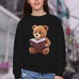 Teddy Bear Reading a Book Youth Crewneck Sweatshirt