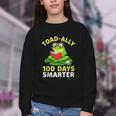 Toad-Ally 100 Days Smarter Frog Reading Book 100 School Day Youth Crewneck Sweatshirt