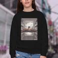 Totally Weird Tees Cat Library Book Reading Literary Youth Crewneck Sweatshirt