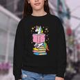 Unicorn Read Reading Book Librarian America Girls Women Youth Crewneck Sweatshirt
