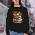 Vintage Autumn Books Coffee Pumpkin Fall Reading Youth Crewneck Sweatshirt