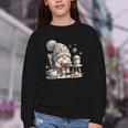 Vintage Cute Gnome Reading Book Coffee Cute Gnome Graphic Youth Crewneck Sweatshirt