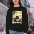 Vintage Japanese Cat Book Lovers Librarian Cat Dad Teacher Youth Crewneck Sweatshirt