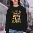 Wild About Reading Reading Books And Bookworm Library Day Youth Crewneck Sweatshirt