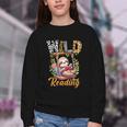 Wild About Reading Books Reader Lover Funny Teacher Animals For Men Women Kids Youth Crewneck Sweatshirt