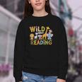 Wild About Reading Kid Love Wild Animal Books Back To School Youth Crewneck Sweatshirt