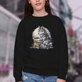 Wolf Reading Book Librarian Library Wolves Youth Crewneck Sweatshirt