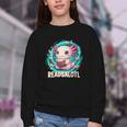 Women's Readsolotl Kawaii Axolotl Reading Book Lover Youth Crewneck Sweatshirt