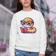 Adorable Book Lover Rattlesnake With Reading Glasses Cute Youth Crewneck Sweatshirt