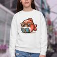 Adorable Book Lover Salmon With Reading Glasses Cute Youth Crewneck Sweatshirt