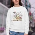 Book Flowers And Butterfly Beautiful Reading Reader Graphic Youth Crewneck Sweatshirt