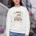 Book Lover Cute Cat Coffee Just 1 More Chapter Cozy Reading Youth Crewneck Sweatshirt