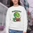 Book Lover Reading Dinosaur Readosaurus Library Youth Crewneck Sweatshirt