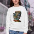 Book Women Graphic Art Colorful Eyes Youth Crewneck Sweatshirt Book Women Graphic Art Colorful Eyes Youth Crewneck Sweatshirt