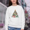 All Booked For Christmas Book Christmas Tree Lights Xmas Youth Crewneck Sweatshirt