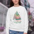 All Booked For Christmas Book Xmas Tree Lights Reading Girly Youth Crewneck Sweatshirt