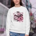 All Booked For Valentine's Teacher Coquette Bow Coffee Book Youth Crewneck Sweatshirt
