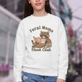 Bookish Feral Moms Book Club Raccoon Mother's Day Bookworm Youth Crewneck Sweatshirt