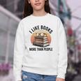 I Like Books More Than People Glasses Youth Crewneck Sweatshirt
