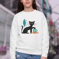 Cat Midcentury With Book And Coffee Atomic Age Mid Century Youth Crewneck Sweatshirt Cat Midcentury With Book And Coffee Atomic Age Mid Century Youth Crewneck Sweatshirt