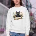 Cat Shirts For Women Book Lover Shirt Cute Cat And Book Premium Tri-Blend Youth Crewneck Sweatshirt