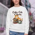 Coffee Cats And Books Lover For Women & Girls Coffee Youth Crewneck Sweatshirt Coffee Cats And Books Lover For Women & Girls Coffee Youth Crewneck Sweatshirt