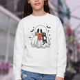 Cute Halloween Ghost Reading Book Youth Crewneck Sweatshirt