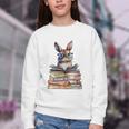 Cute Reading Bunny With Glasses Books Bookworm Reader Book Premium Tri-Blend Youth Crewneck Sweatshirt