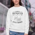 Easily Distracted By Cats And Books For Women Youth Crewneck Sweatshirt