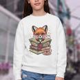 Fox Read Books Be Kind Stay Weird Reader Cute Nerd Bookworm Youth Crewneck Sweatshirt