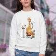 Giraffe Reading Tea Books Coffee Book Lover Graphic Youth Crewneck Sweatshirt